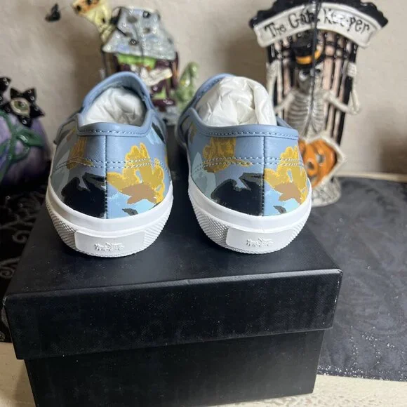 Coach Chrissy Floral Cornflower Leather Slip on Sneakers Size 7.5M - Picture 4 of 11